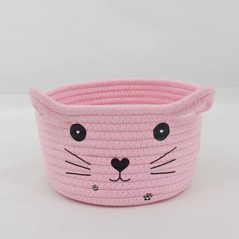 H73f11014fb284a8881488cf25cafdbdeT Cotton Small Cat With Face Basket - Image 1