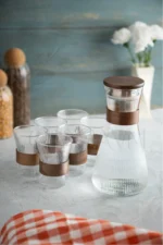 7-Pcs/Set Ribbed Glass with 6 Glasses Airtight Water Jug - Image 2