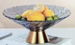 Elegant Glass Fruit Bowl with Gold Base - Image 4