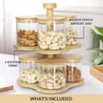 Rotating Glass Jar Set with Wooden Stand - Image 3