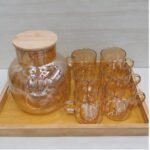 Glass Tea Set with Cups and Wooden Tray - Image 7