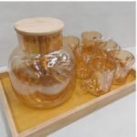 Glass Tea Set with Cups and Wooden Tray - Image 6