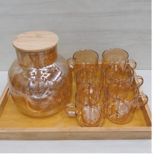 WhatsApp Image 2026-05-02 at 3.26.46 PM Glass Tea Set with Cups and Wooden Tray - Image 1