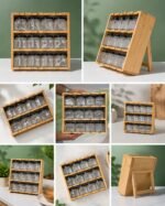 Bamboo Spice Rack 12 Spice Jars Set - Image 2