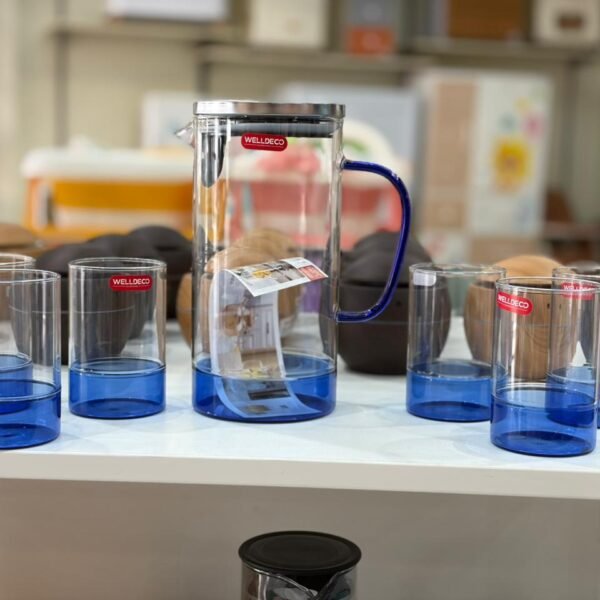 Glass Water Jug with 6 Drinking Glasses Set