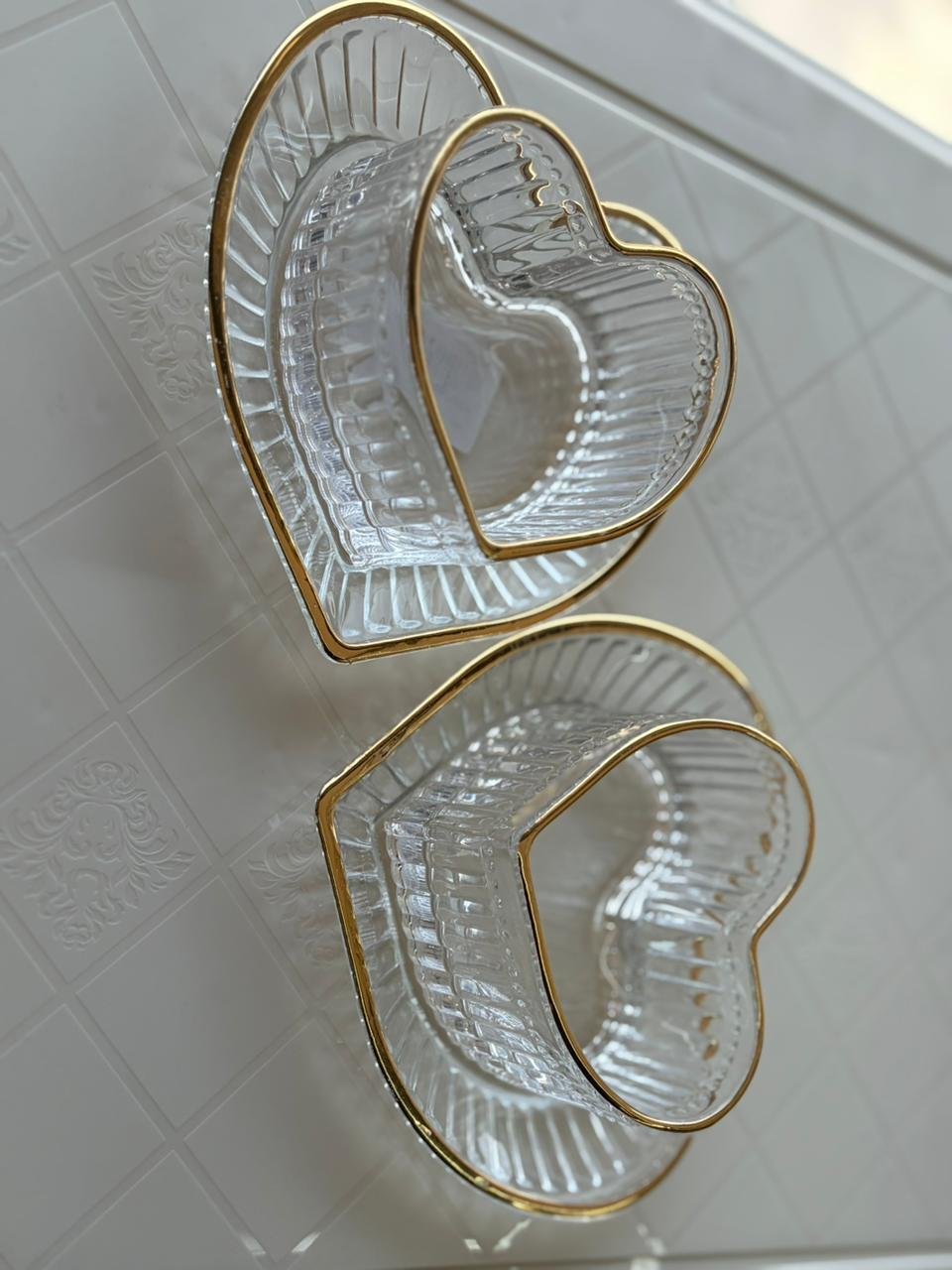 d5083979-70a6-46f5-83ba-1802c6a19d76 (1) Glass Heart-shaped Candy Bowl & Dish Set (Pack of 6 Pcs) - Image 1