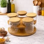 Rotating Spice Jar Set with Wooden Stand - Image 2